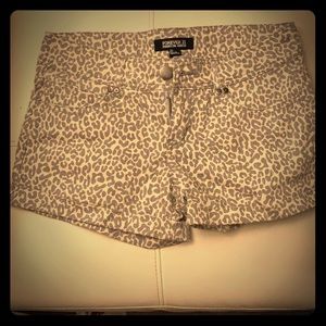 Leopard print jean shorts